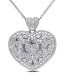 Concerto .08 CT Diamond and Sterling Silver Locket Heart Necklace - DIAMOND