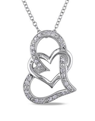 Concerto Pave Diamond Embracing Hearts Necklace - DIAMOND
