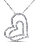 Concerto Pave Diamond Connected Hearts Necklace - DIAMOND