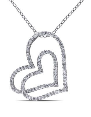 Concerto Pave Diamond Connected Hearts Necklace - DIAMOND