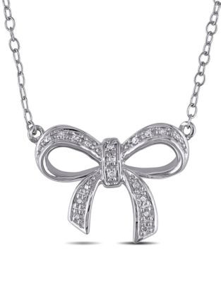 Concerto Diamond Sterling Silver Bow Necklace - DIAMOND