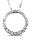 Concerto Diamond Open Circle Pendant Sterling Silver Necklace - DIAMOND