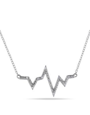 Concerto Diamond Heartbeat Sterling Silver Necklace - DIAMOND