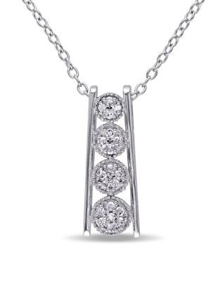 Concerto Diamond Sterling Silver Linear Drop Necklace - DIAMOND