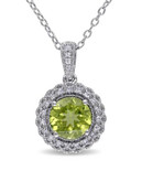 Concerto Sterling Silver and 0.1 TCW Diamond and Peridot Necklace - PERIDOT