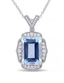 Concerto 10.33TCW Blue and White Topaz Pendant Necklace with Diamond Accent - TOPAZ