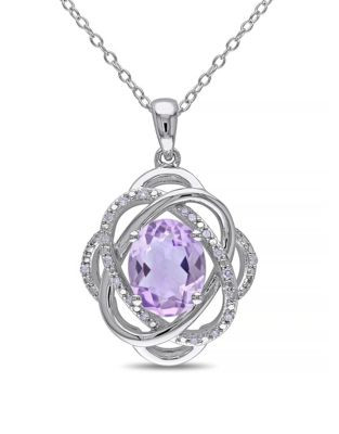 Concerto Amethyst and Diamond Sterling Silver Orbit Pendant Necklace - AMETHYST