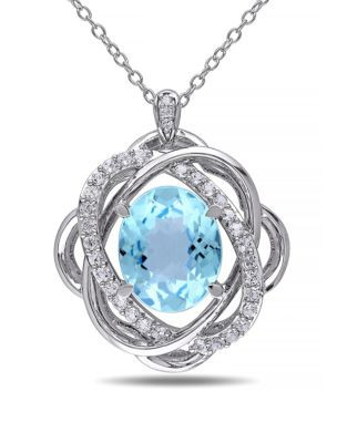 Concerto Blue and White Topaz and Diamond Sterling Silver Orbit Pendant Necklace - TOPAZ