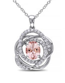 Concerto Morganite and White Sapphire Sterling Silver Orbit Pendant Necklace - PINK