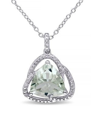 Concerto Green Amethyst and Diamond Sterling Silver Orbit Pendant Necklace - AMETHYST