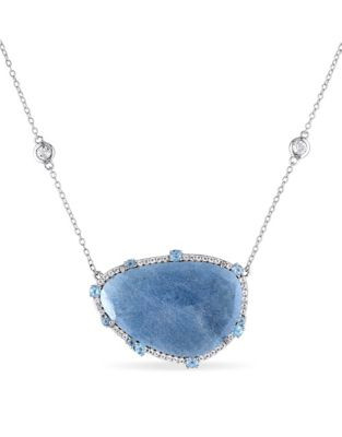 Concerto Blue Quartz and White Topaz Sterling Silver Necklace - QUARTZ