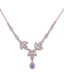 Concerto Pink Sterling Silver and 0.2 TCW Diamond Rose de France and White Topaz Necklace - TOPAZ