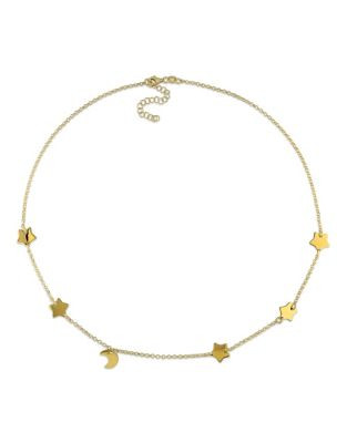 Concerto Goldtone Sterling Silver Star and Moon Necklace - STERLING SILVER