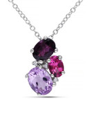 Concerto 0.015 TCW Diamond and 2.3 TCW Amethyst Sterling Silver Necklace - PURPLE