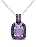 Concerto 0.05TCW Diamond and Amethyst Sterling Silver Pendant Necklace - AMETHYST