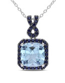 Concerto Blue Topaz and Sapphire Sterling Silver Pendant Necklace - BLUE