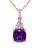 Concerto 0.22TCW Diamond and Amethyst Rose-Goldtone Sterling Silver Pendant Necklace - AMETHYST