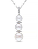 Concerto White Pearl 0.07 tcw Diamond and Sterling Silver Necklace - WHITE