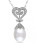 Concerto White Pearl 0.06 tcw Diamond and Sterling Silver Heart Necklace - WHITE
