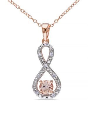 Concerto 0.5TCW Morganite and Diamond Two-Tone Infinity Necklace - PINK