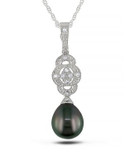 Concerto 0.05TCW Diamond and Black Tahitian Pearl Necklace - PEARL
