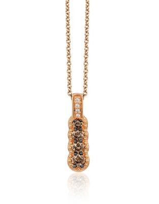 Le Vian 14K Strawberry Gold Art Deco Diamond Necklace - WHITE