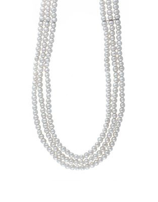 Effy Sterling Silver and Freshwater Pearl Three-Row Necklace - PEARL