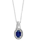 Effy 0.09 TCW Diamond and Sapphire 14K White Gold Pendant Necklace - SAPPHIRE