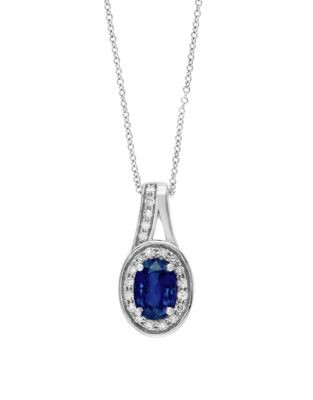 Effy 0.09 TCW Diamond and Sapphire 14K White Gold Pendant Necklace - SAPPHIRE
