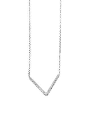 Effy 0.18 Total Carat Weight Diamond and 14K White Gold Chevron Necklace - DIAMOND