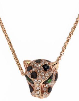 Effy 14k Rose Gold Diamond Tsavorite Necklace - DIAMOND