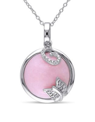 Concerto Diamond and Pink Opal Butterfly Necklace - OPAL