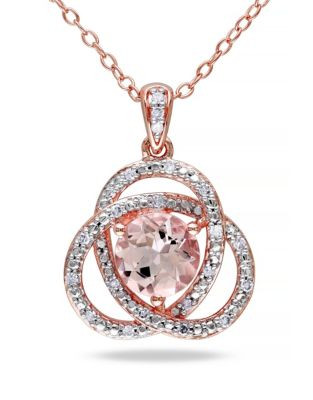 Concerto Morganite and Diamond Pink Sterling Silver Orbit Pendant Necklace - PINK