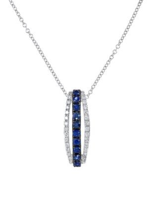 Effy 14K White Gold Sapphire Pendant Necklace with 0.12 TCW Diamonds - SAPPHIRE