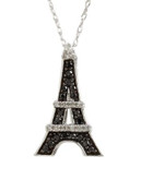 Fine Jewellery 10K White Gold White And 0.21ct Black Diamond Eiffel Tower Pendant - BLACK