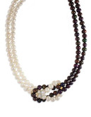 Effy Sterling Silver 6mm Freshwater Pearl and 5mm Dyed Black Pearl Necklace - PEARL