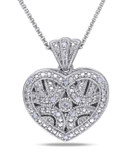 Concerto .06 CT Diamond and Sterling Silver Locket Heart Necklace - DIAMOND