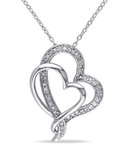 Concerto Pave Diamond Double Heart Necklace - DIAMOND