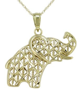 Fine Jewellery 14K Yellow Gold Elephant Pendant Necklace - YELLOW GOLD