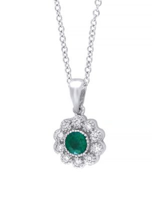 Effy 14 Karat White Gold and Sapphire Pendant Necklace - EMERALD