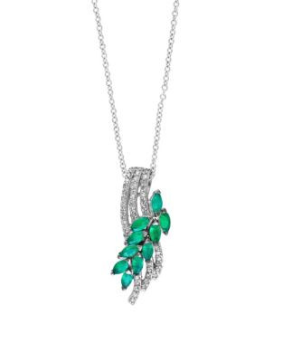 Effy Emerald and 0.18 TCW Diamond Pendant Necklace - EMERALD