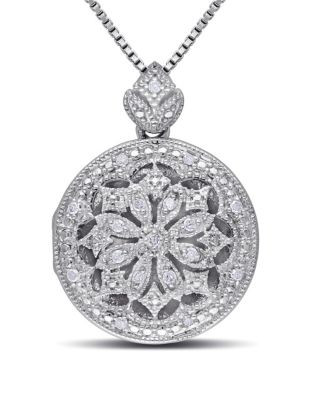 Concerto .10 CT Diamond and Sterling Silver Locket Necklace - DIAMOND