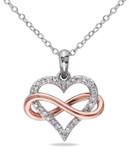 Concerto Two-Tone Diamond Framed Heart Necklace - DIAMOND
