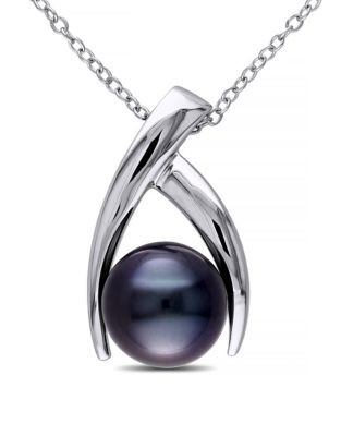 Concerto Black Tahitian Pearl Sterling Silver Arch Necklace - PEARL