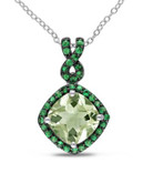 Concerto Green Amethyst and Tsavorite Sterling Silver Pendant Necklace - AMETHYST
