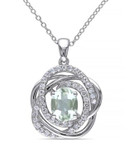 Concerto Green Amethyst and White Topaz Sterling Silver Orbit Pendant Necklace - AMETHYST