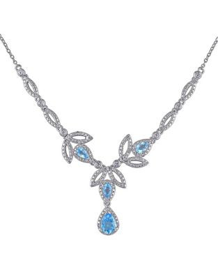 Concerto Sterling Silver and 0.2 TCW Diamond and Blue Topaz Necklace - TOPAZ