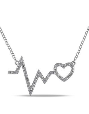 Concerto Diamond Heartbeat Pendant Sterling Silver Necklace - DIAMOND