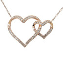 Fine Jewellery Diamond and 14K Rose Gold Double-Heart Necklace - DIAMOND