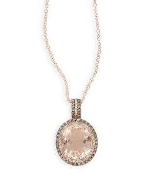 Effy 14K Rose Gold Diamond and Stone Pendant Necklace - ROSE GOLD